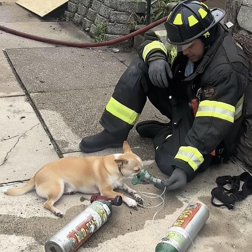 Hero Firefighter Risks It All to Rescue Tiny Chihuahua from Burning Home