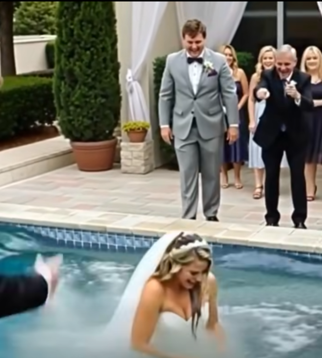 On Our Wedding Day, My Husband Pushed Me into the Pool—and My Father’s Response Shocked Everyone